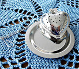 Heart Shape Tea Diffuser Infuser With Chain And Tray New Tea Steeper Stainless Steel