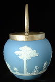 Biscuit Jar Light Blue Jasperware Dip Wedgwood Offering To Peace 1880s