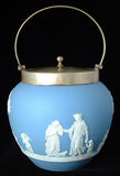 Biscuit Jar Light Blue Jasperware Dip Wedgwood Offering To Peace 1880s