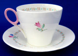 Shelley Cup And Saucer Bell Flower Art Deco Oxford 1935-1940s Pink Blue
