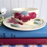 Cup And Saucer Blue Ridge Poinsettia Teacup 1940s Colonial Shape Holiday