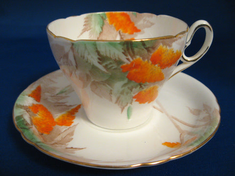 Shelley Cup And Saucer Art Deco Orange Wisteria Old Cambridge 1940s
