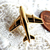 Gold Airplane Charm Pendant 1960s Souvenir 14kt Solid Gold Charm 2.2 Grams American