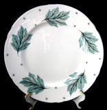 Shelley Luncheon Plate Drifting Leaves 8 Inches Gainsborough Shape 1950s Aqua Leaves