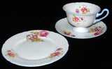 Shelley Cup Saucer Plate Gainsborough Floral Blue Trim Teacup Trio
