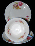 Shelley Cup Saucer Plate Gainsborough Floral Blue Trim Teacup Trio