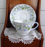 Shelley England Blue Harebell Cup And Saucer Low Oleander Shape Afternoon Tea