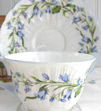 Shelley England Blue Harebell Cup And Saucer Low Oleander Shape Afternoon Tea