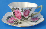 Shelley England Pink Rose Cappers Rose Cup And Saucer Stratford Shape 1959-1966