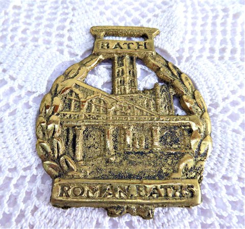 Bath Roman Baths Horse Brass 1970s Souvenir Horse Medallion Jane Austen Country