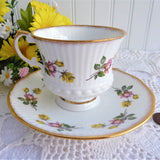 Pink And Yellow Roses Cup And Saucer Elizabethan England 1970s Bone China