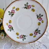 Pink And Yellow Roses Cup And Saucer Elizabethan England 1970s Bone China