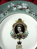 Queen Elizabeth II Plate Silver Jubilee 1977 Green Chintz Border Platinum Trim