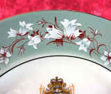 Queen Elizabeth II Plate Silver Jubilee 1977 Green Chintz Border Platinum Trim