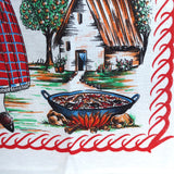 Recipe Tea Towel Spanish Paella Dish Towel 1980s Spanish English Souvenir