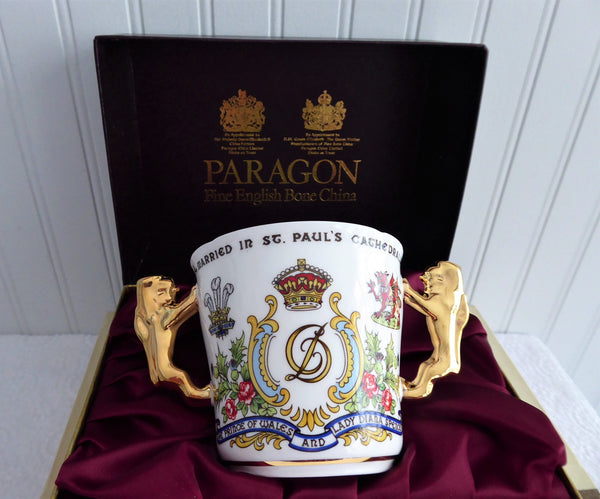 Charles And Diana Wedding Loving Cup Lion Handles Paragon In Box