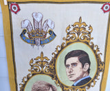 Royal Wedding Prince Charles And Princess Diana Tea Towel Blue 1981 Linen