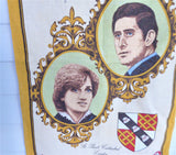 Royal Wedding Prince Charles And Princess Diana Tea Towel Blue 1981 Linen