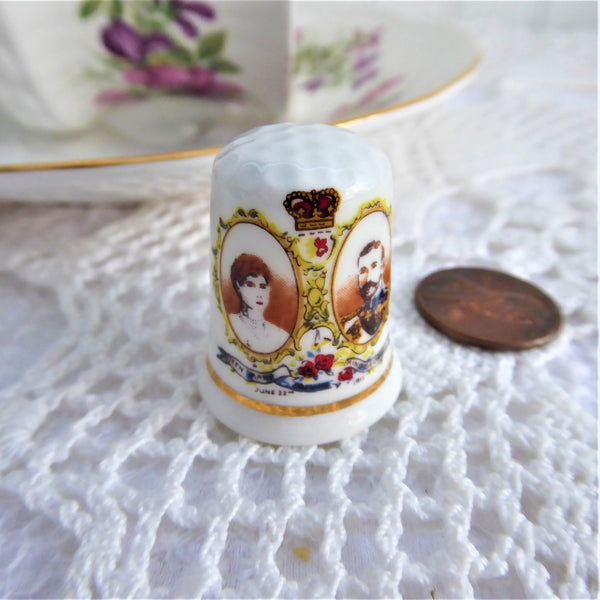 Thimble King V and Mary 1911 Coronation Commemorative English F