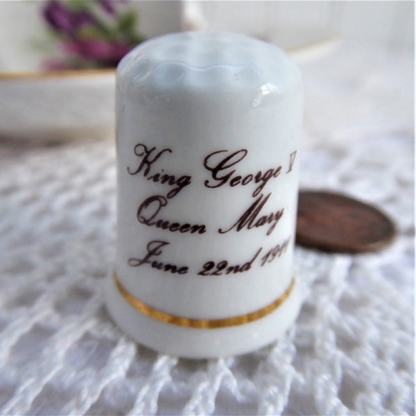 Thimble King V and Mary 1911 Coronation Commemorative English F