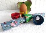 Eggcups Or Napkin Rings 4 Hand Painted Pottery Artisan Made 1980s