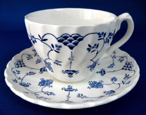 Finlandia Cup And Saucer Blue And White Ironstone Vintage Myott