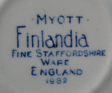 Finlandia Cup And Saucer Blue And White Ironstone Vintage Myott 1940s - Antiques And Teacups - 3