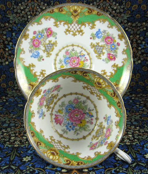 Shelley Green Sheraton Cup and Saucer England Gainsborough Shape