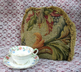 Tea Cozy Golden Brown Tapestry Padded US Foliage Fringe Tassel Tea Cosy - Antiques And Teacups - 4