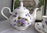 Teapot Wild Violets New Springfield English Bone China 4-6 Cups Large Tea Pot - Antiques And Teacups - 1