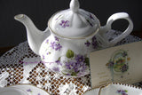 Teapot Wild Violets New Springfield English Bone China 4-6 Cups Large Tea Pot - Antiques And Teacups - 2