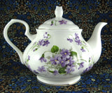 Teapot Wild Violets New Springfield English Bone China 4-6 Cups Large Tea Pot - Antiques And Teacups - 3
