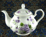 Teapot Wild Violets New Springfield English Bone China 4-6 Cups Large Tea Pot - Antiques And Teacups - 5