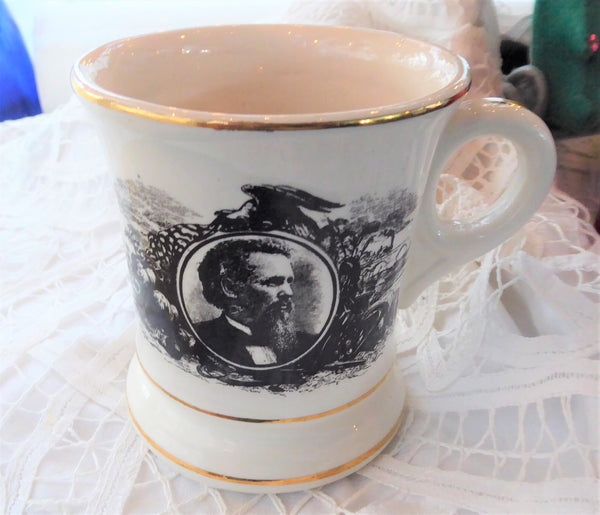 Moustache Mug Tycoon Pioneer Black Transferware Porcelain