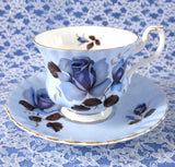 Royal Albert Blue Rose Cup And Saucer English Bone China 1950s - Antiques And Teacups - 2