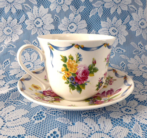 Dresden Spray Breakfast Size Cup And Saucer Roy Kirkham Flowers