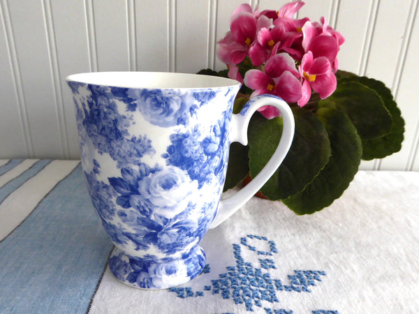 Blue Floral Chintz Mug Bone China Pedestal Maxwell Williams