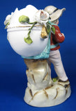 Toothpick Holder Boy With Eggshell Match Holder Hand Painted 1890s Small Vase