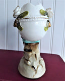 Toothpick Holder Boy With Eggshell Match Holder Hand Painted 1890s Small Vase