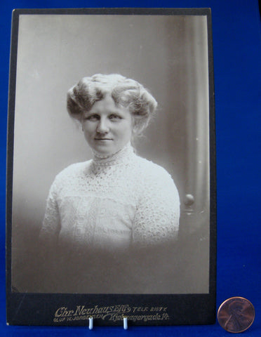 Cabinet Card Photo Danish Blonde Lace Blouse Victorian 1880s Danish Beauty