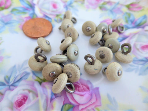 High Button Shoe Buttons 21 Glove Buttons Taupe Vegetable Ivory 1890s Victorian