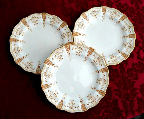 Superb Royal Crown Derby Salad Plate Set Of 3 Antique Art Nouveau Gold Festoons 1890s