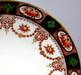 Victorian 10 Inch Imari Dinner Plate Colclough 1890s England Swags Gold Rust Cobalt Green