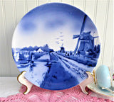 Delft Plate Windmill Canal Victorian Blue And White 1890s Charger Hand Painted