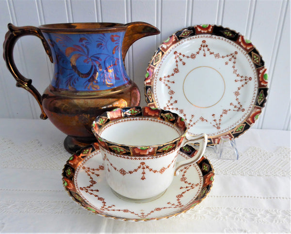 Imari Sevres Teacup Trio Victorian Era Bone China Downton Abbey