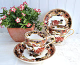 Pair George Jones Crescent Antique Imari Cup And Saucer Demitasse Cups 1890s