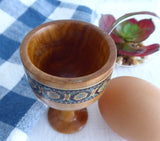 Victorian Tunbridge Ware Egg Cup Treen England Green Inlay 1880s Eggcup