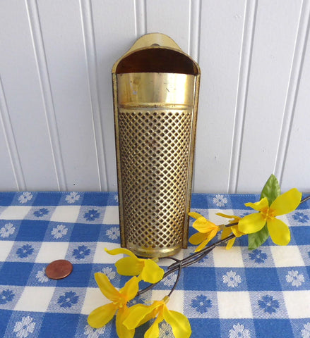 Victorian Era Tin Nutmeg Grater Coffin Shape Gold Washed UK 1890s Punched Tin