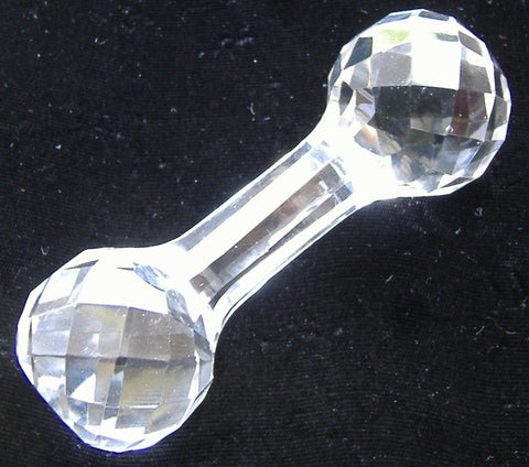 Edwardian Faceted Crystal Cutlery Rest Barbell Faceted Victorian Original English 1890-1910