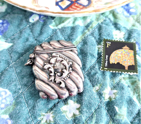 Sterling Silver Stamp Case Victorian Chatelaine Fob Pendant Accessory 1890s American